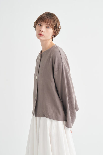 Cara Mother-of-Pearl Buttoned Muslin Jacket Butter