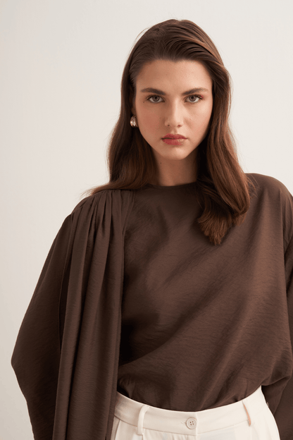 Nova Şal Form Bluz Olive