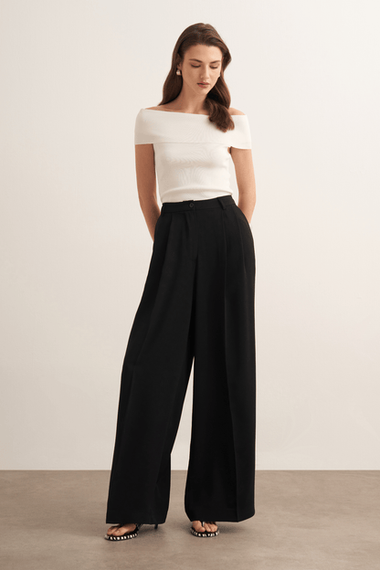 Taleen Wide Leg Palazzo Pants Dark Brown