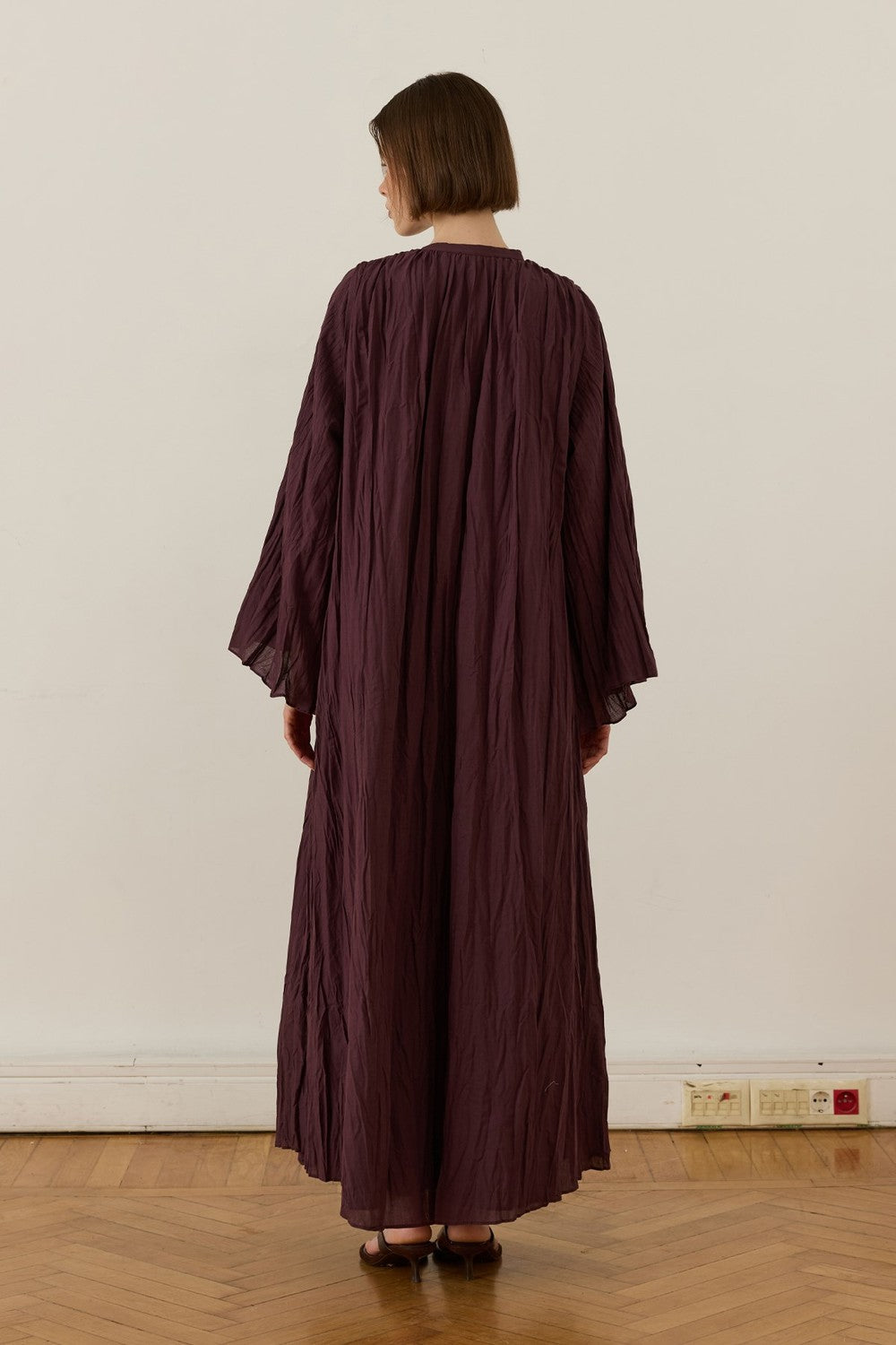 Noemi Crush Voile Dress, Plum