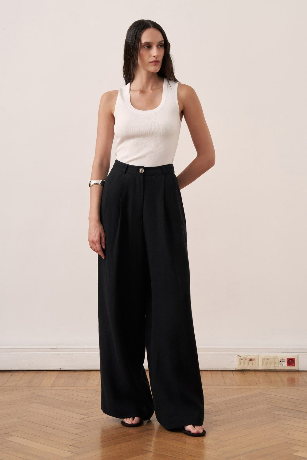 Camille Geniş Paça Keten Pantolon