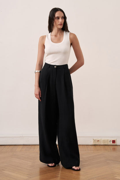 Camille Geniş Paça Keten Pantolon