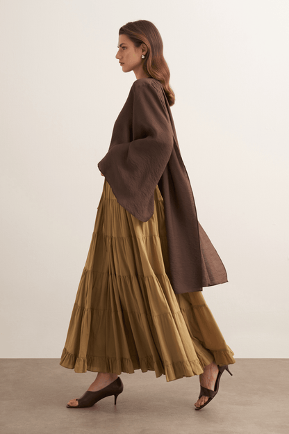 Ruth Layered Voile Long Skirt Mink