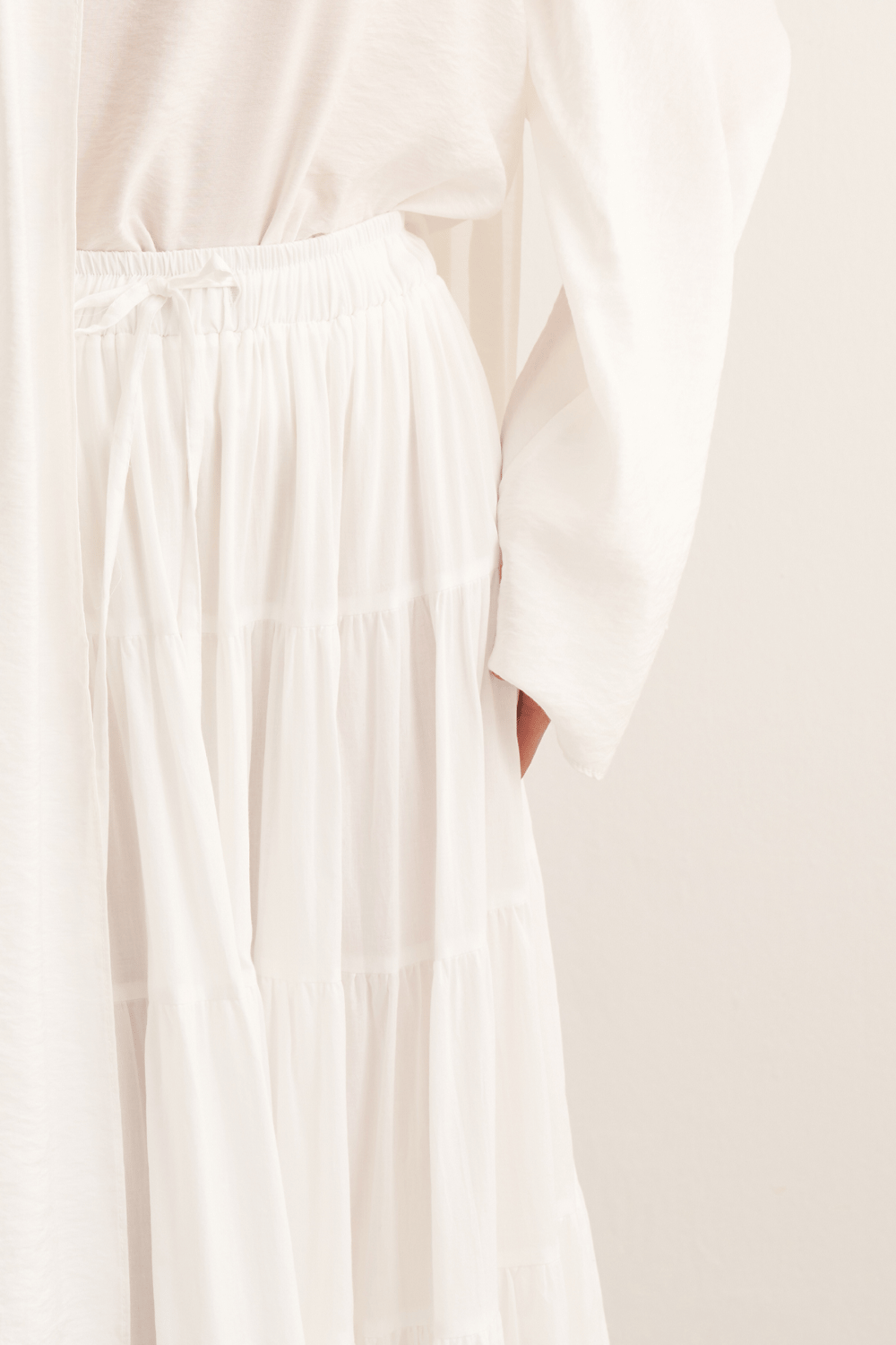 Ruth Layered Voile Long Skirt Mink