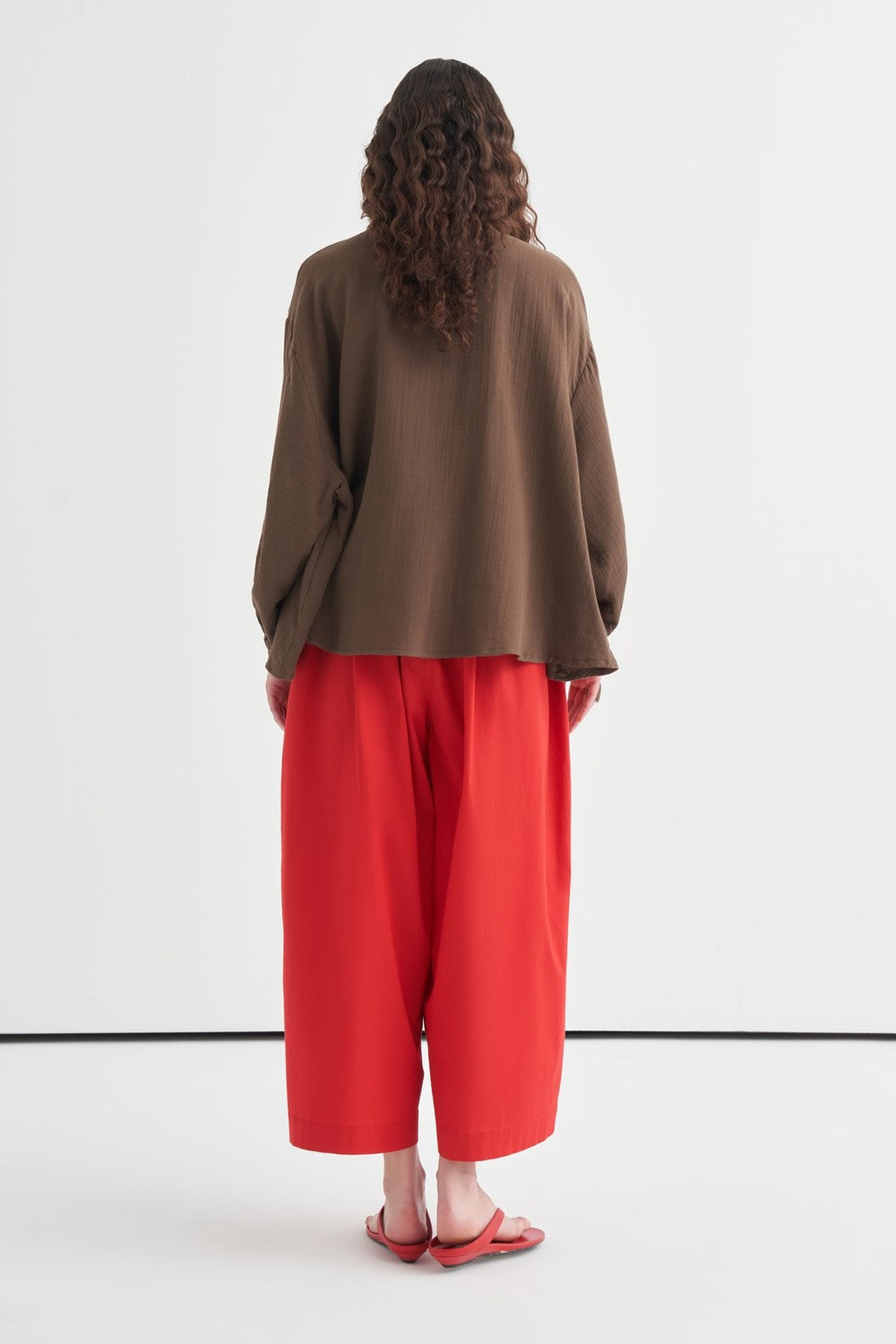 Isola Draped Muslin Shirt Dark Brown