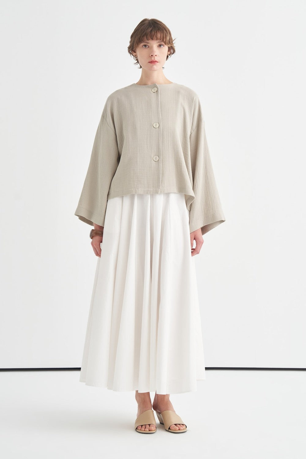 Cara Mother-of-Pearl Buttoned Muslin Jacket Butter