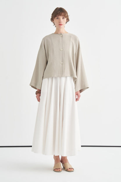 Cara Mother-of-Pearl Buttoned Muslin Jacket Butter