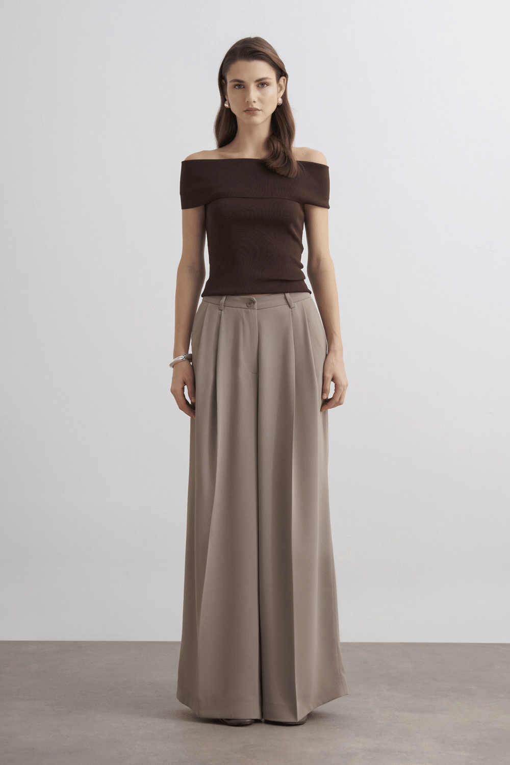 Taleen Wide Leg Palazzo Pants Dark Brown