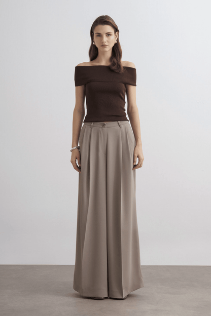 Taleen Wide Leg Palazzo Pants Dark Brown