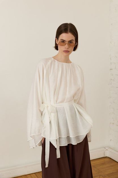 Medisa Draped Blouse White