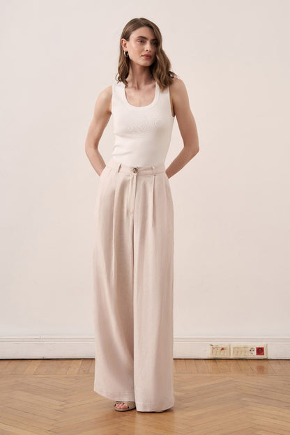 Camille Geniş Paça Keten Pantolon