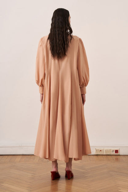 Shirin Voile Long Dress Dark Brown