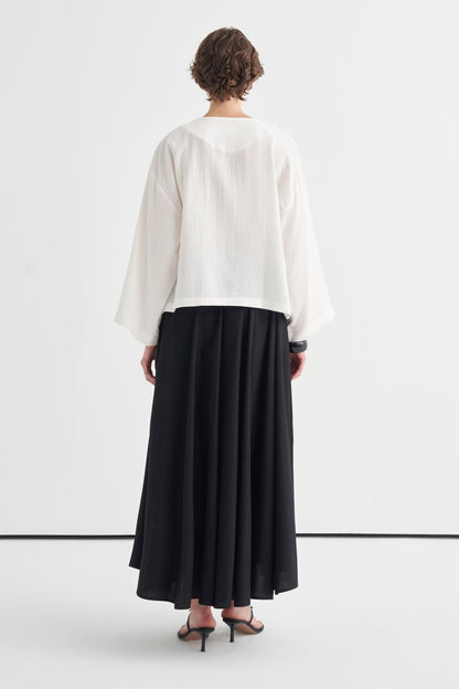 Cara Mother-of-Pearl Buttoned Muslin Jacket Butter