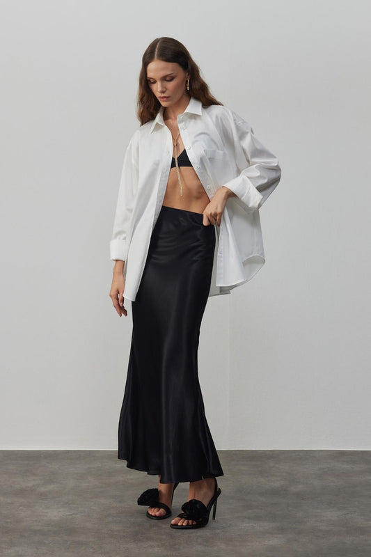Ross Satin Skirt Black