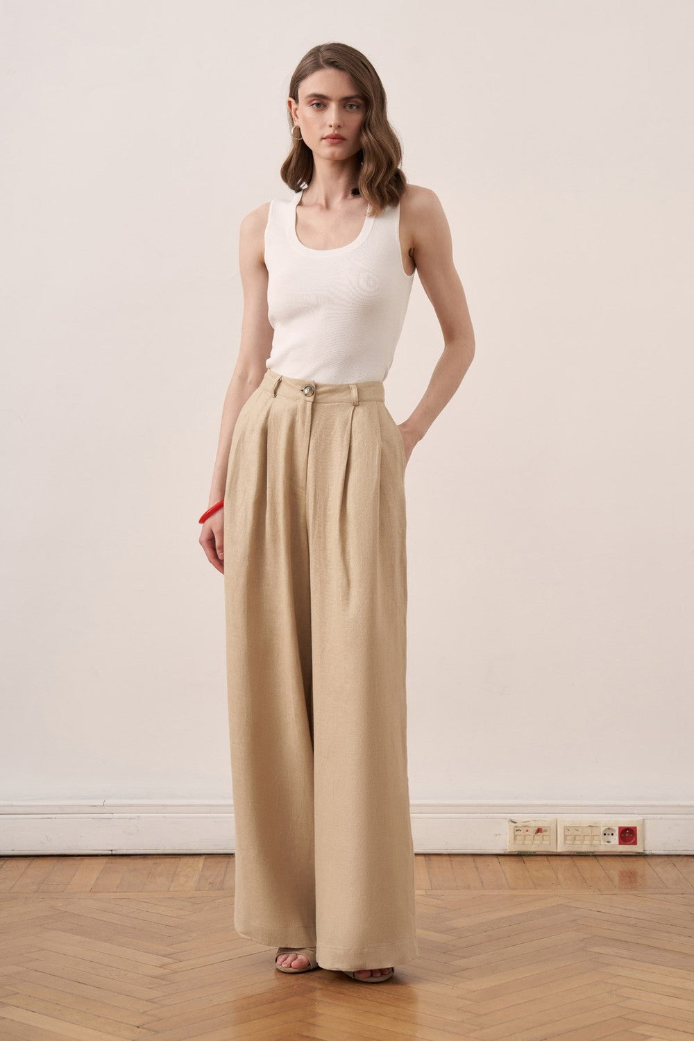 Camille Geniş Paça Keten Pantolon