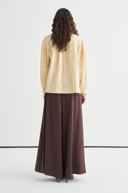 August Mandarin Collar Muslin Shirt Butter