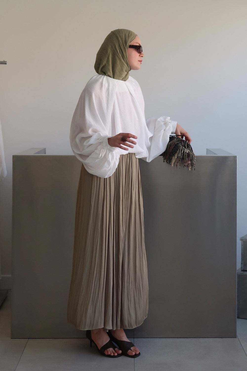 Olesya Satin Skirt Honey