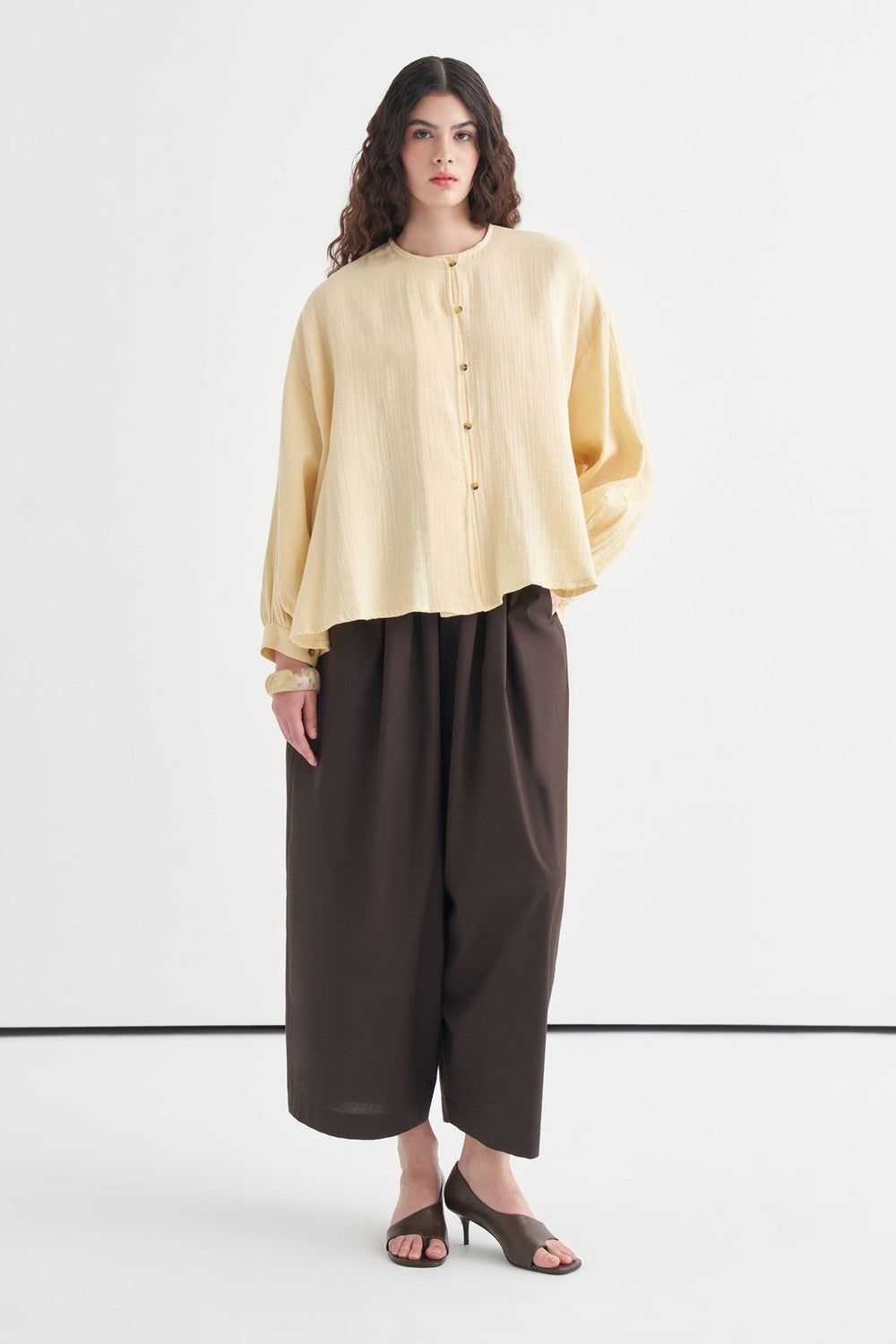Isola Draped Muslin Shirt Dark Brown