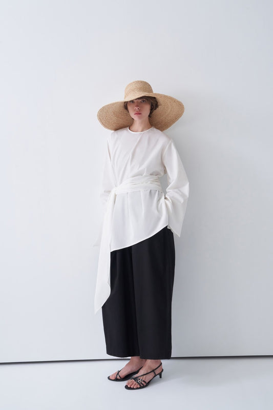 Fabia Belt Detail Poplin Blouse White