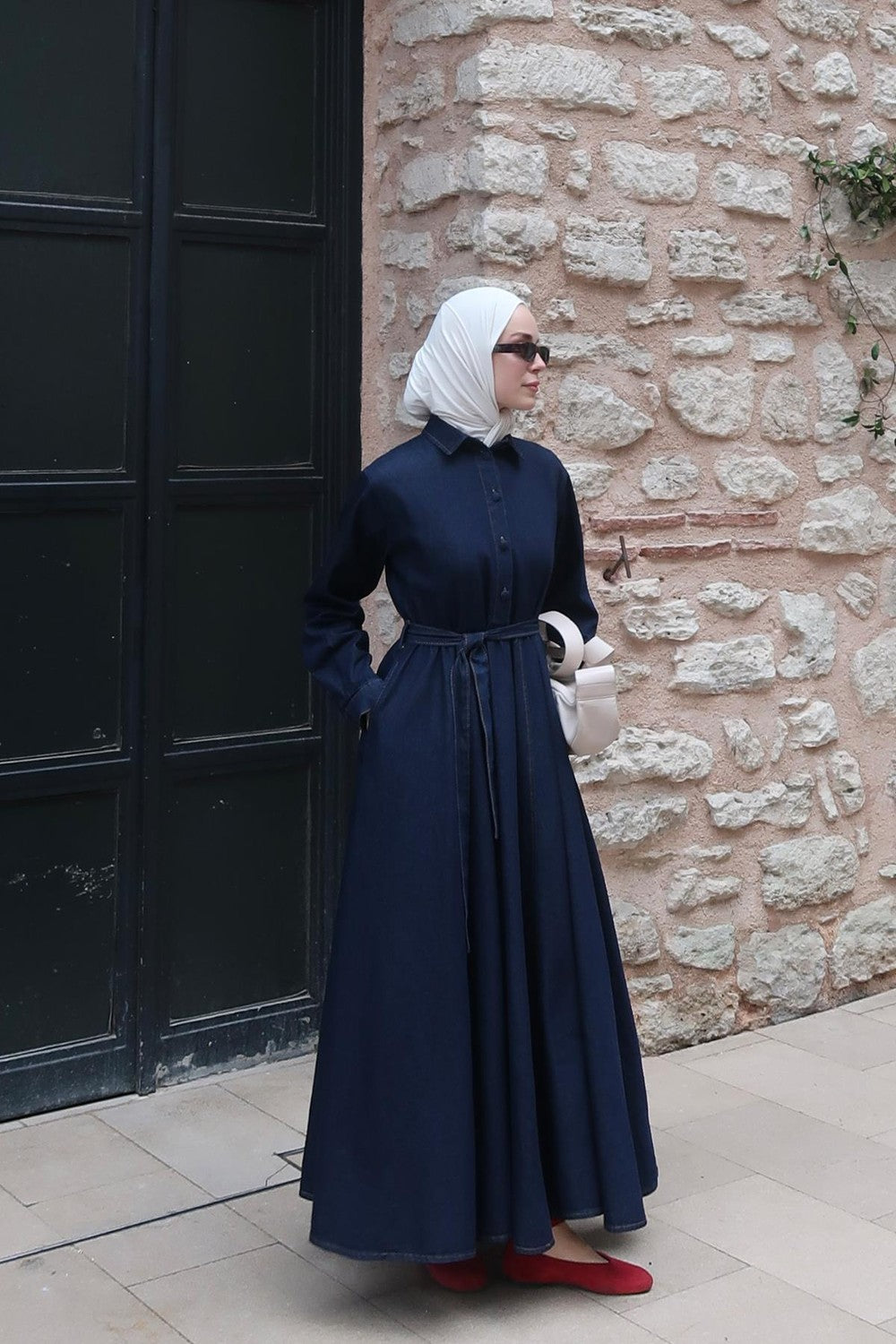 Nayra Denim Dress Navy Blue
