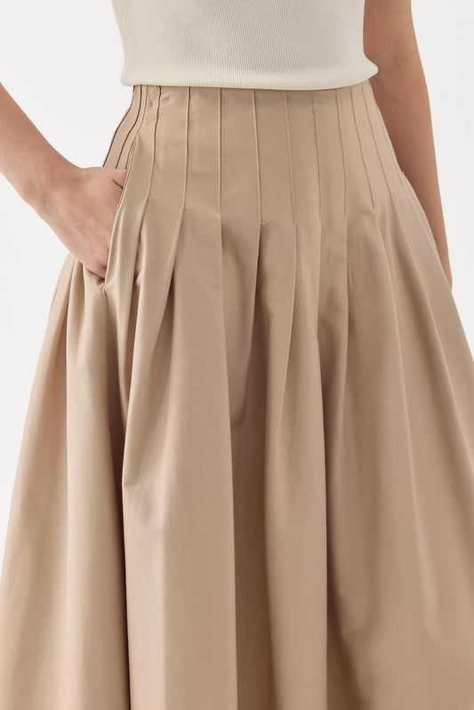 Luna Pleated Skirt Beige