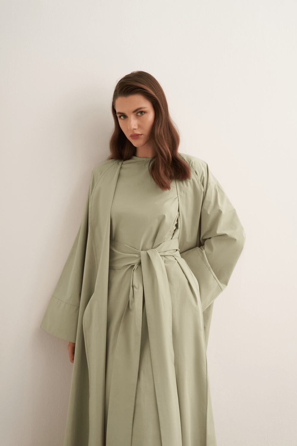 Inessa Premium Uzun Kimono Takımı Soft Yeşil