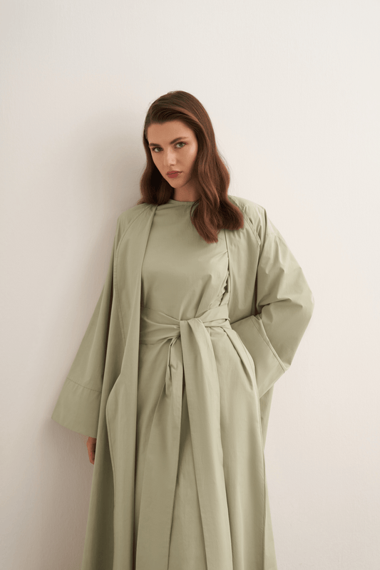Inessa Premium Uzun Kimono Takımı Soft Yeşil