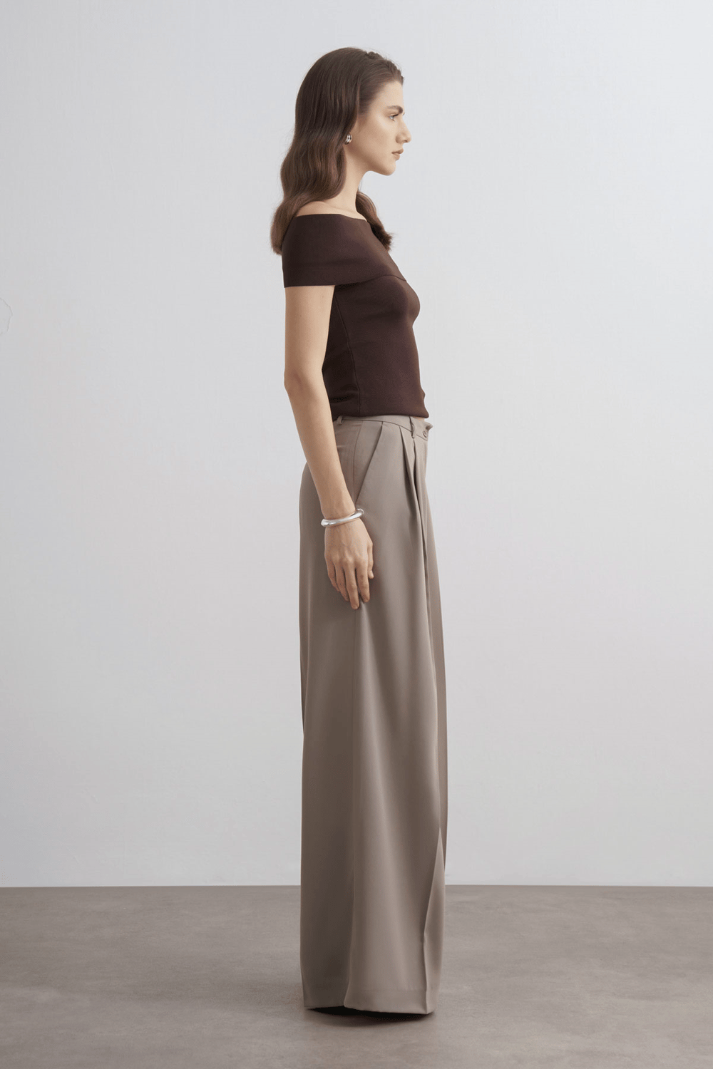Taleen Wide Leg Palazzo Pants Dark Brown