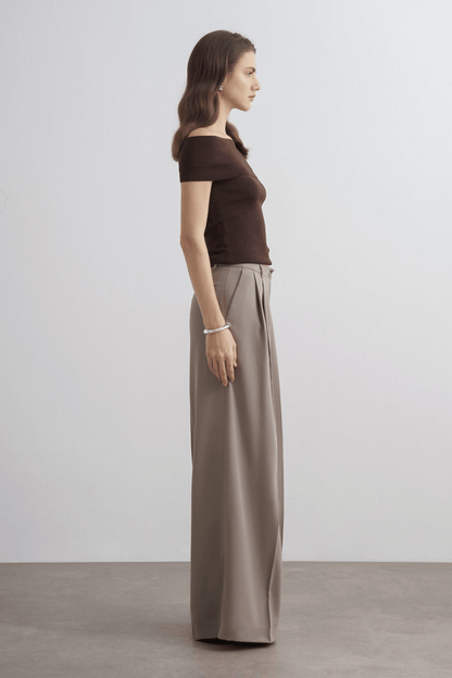 Taleen Wide Leg Palazzo Pants Dark Brown