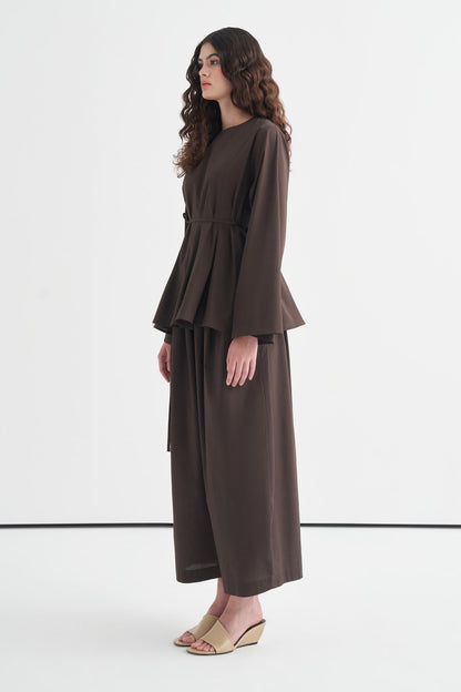 Marsella Ruffled Poplin Blouse Dark Brown