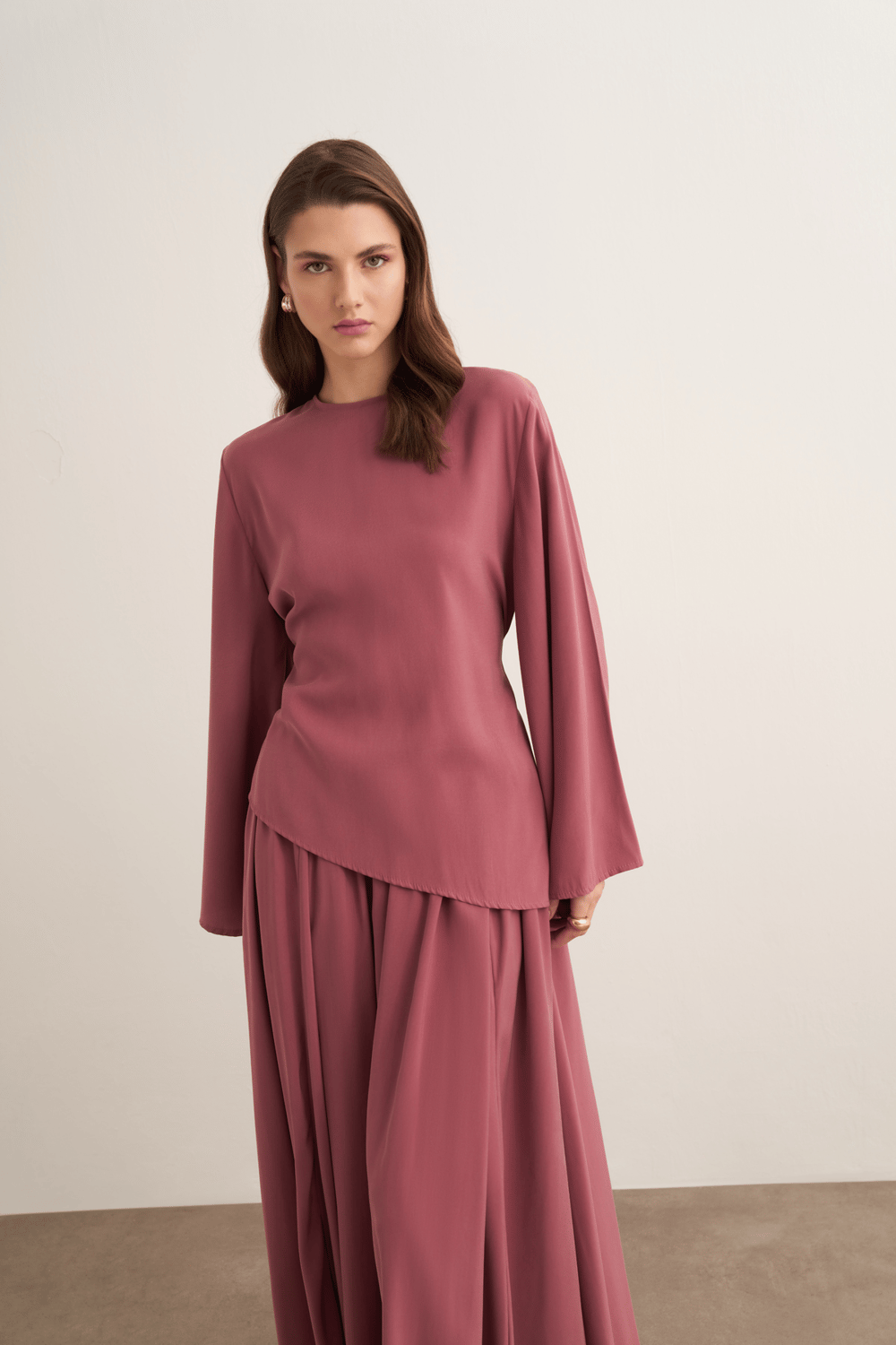 Raya Cupra Suit with Detailed Skirt, Dark Brown