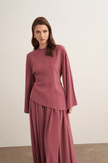Raya Cupra Suit with Detailed Skirt, Dark Brown