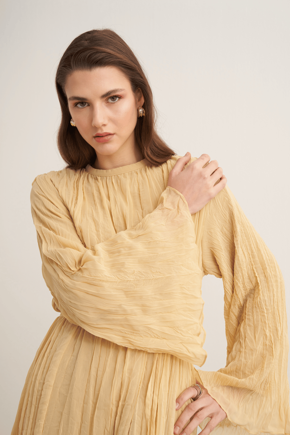 Fouzia Crush Chiffon Dress Cinnamon