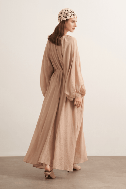 Arsela Balon Kol Uzun Elbise Olive