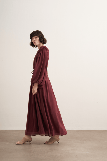 Cleo Gathered Detail Long Dress Olive