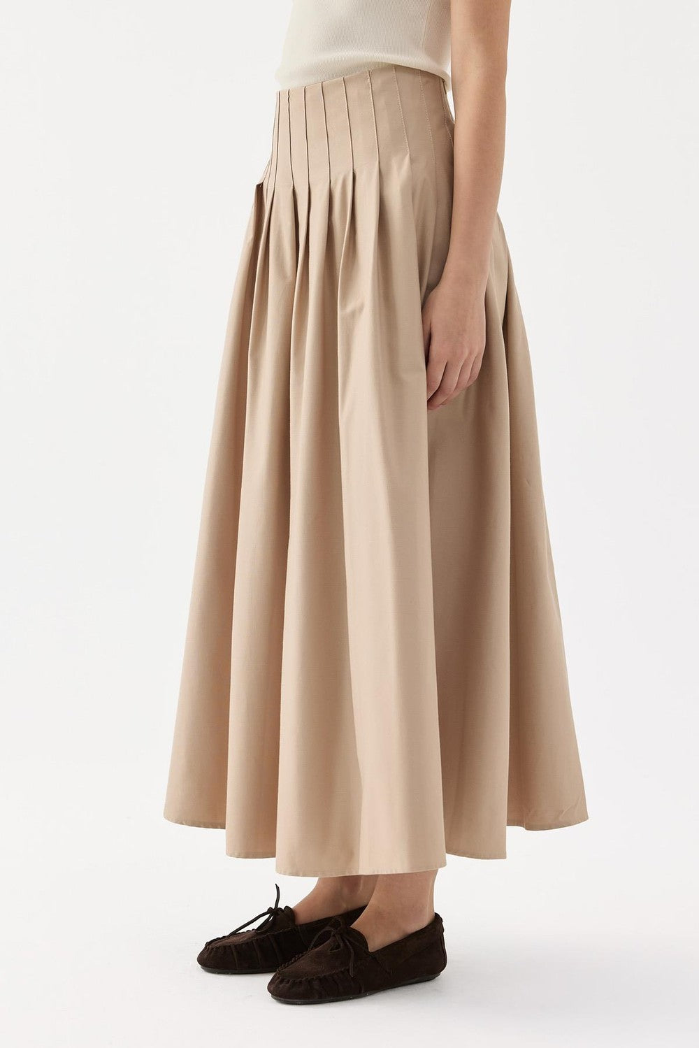 Luna Pleated Skirt Beige