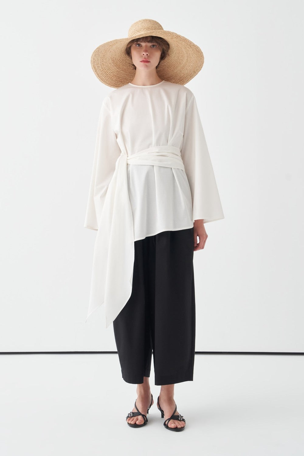 Fabia Belt Detail Poplin Blouse White
