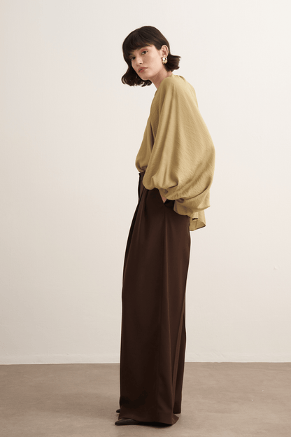 Taleen Wide Leg Palazzo Pants Dark Brown