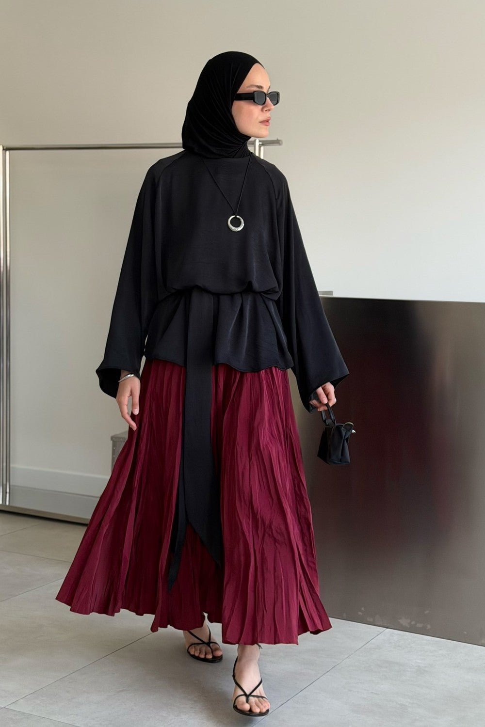Crush Skirt Burgundy