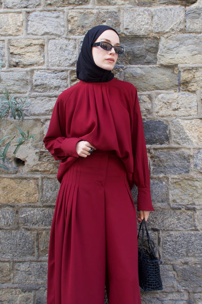 Nezha Pile Detail Pants Set Latte