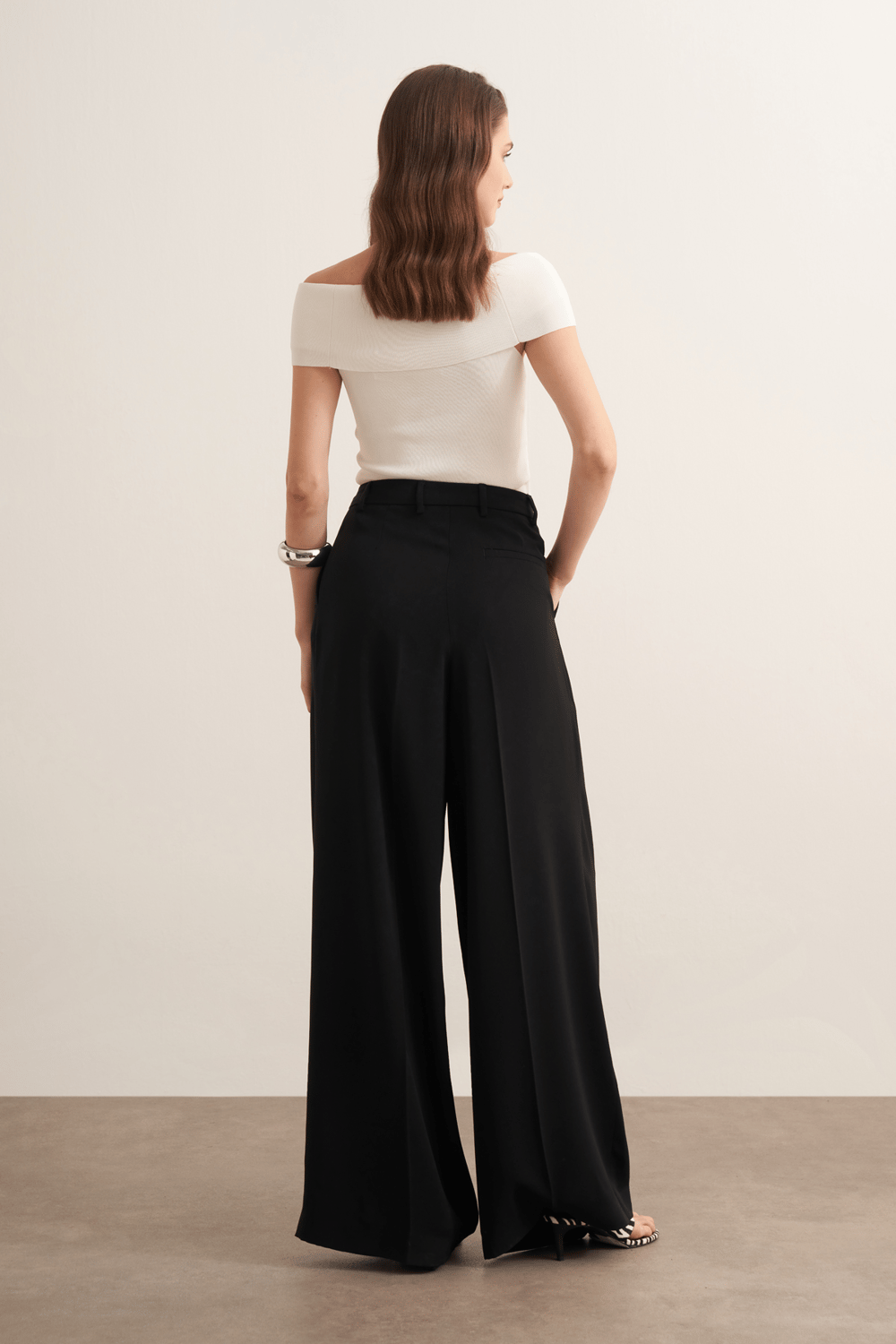 Taleen Wide Leg Palazzo Pants Dark Brown