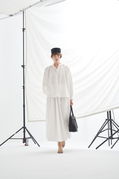 August Mandarin Collar Muslin Shirt Butter