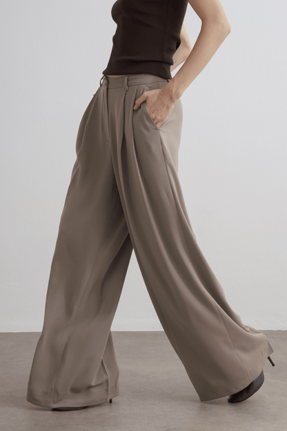 Taleen Wide Leg Palazzo Pants Dark Brown