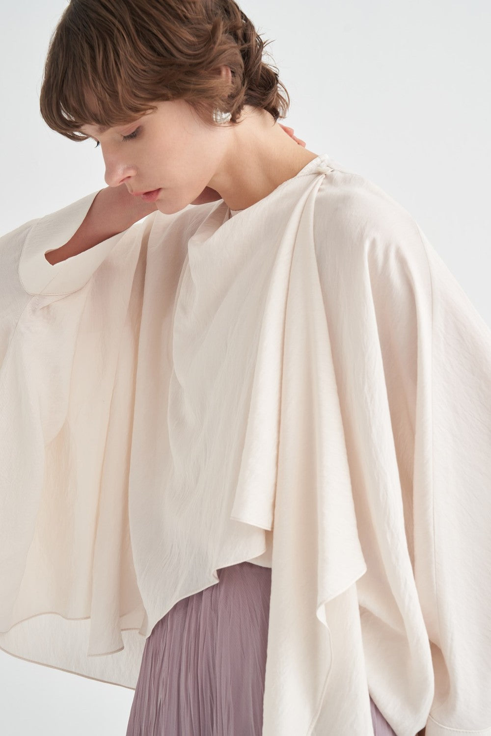 Luce Blouse with Shawl Detail, Soft Pink