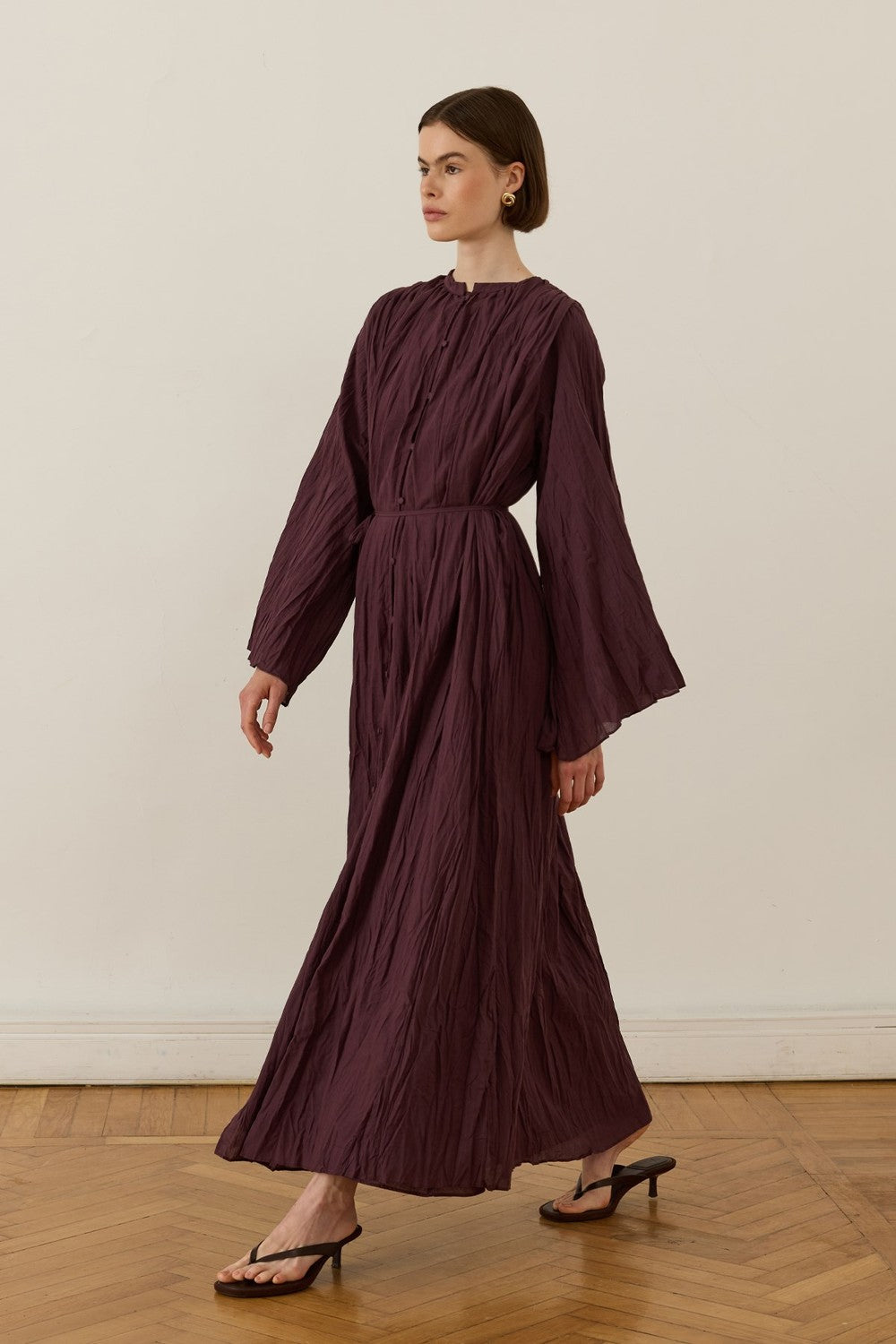 Noemi Crush Voile Dress, Plum
