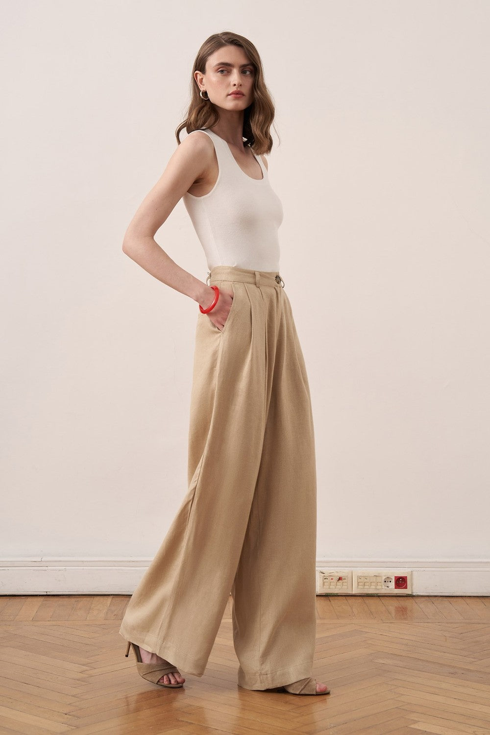 Camille Geniş Paça Keten Pantolon