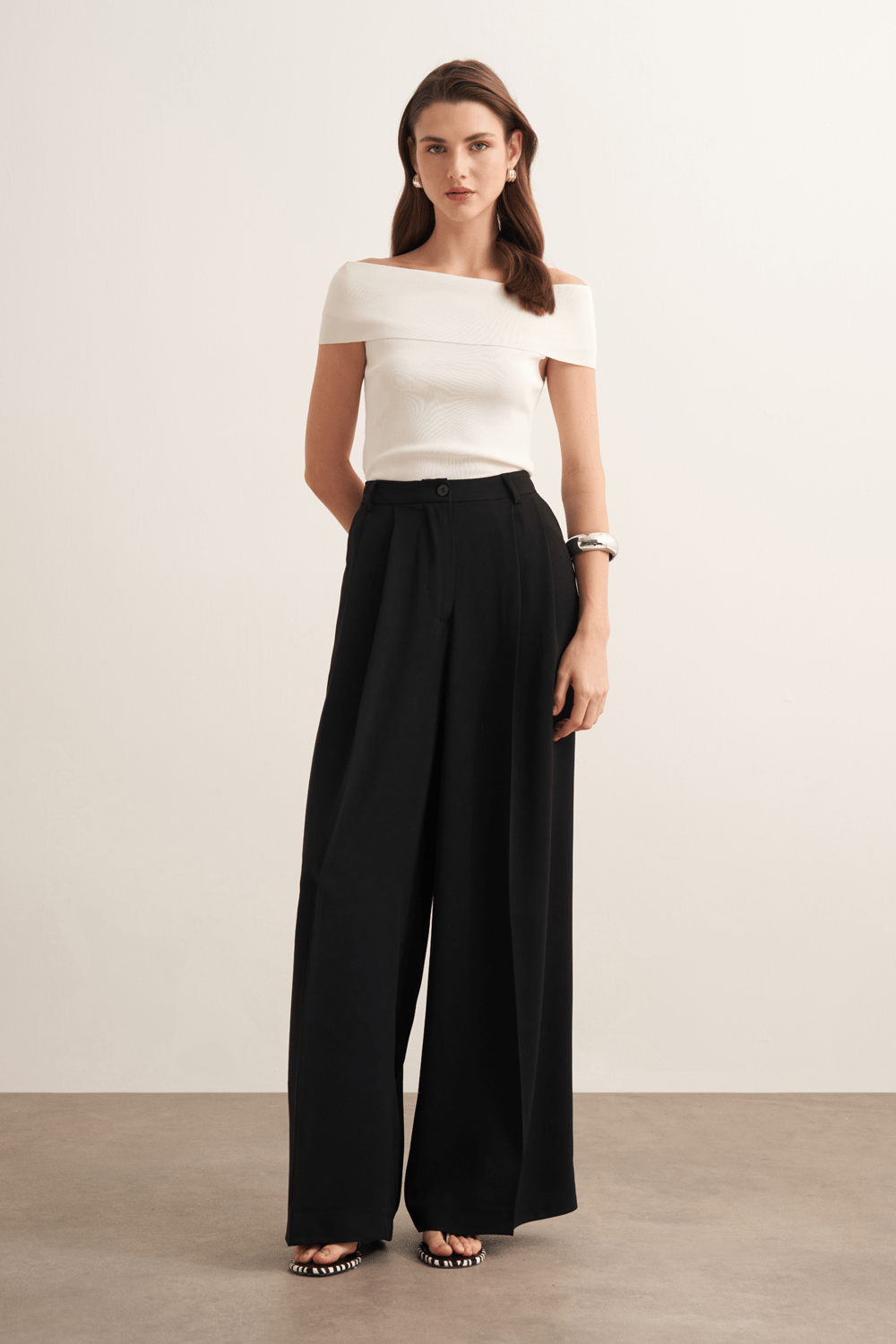 Taleen Wide Leg Palazzo Pants Dark Brown