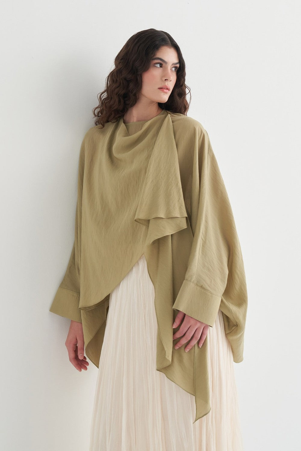Luce Blouse with Shawl Detail, Soft Pink
