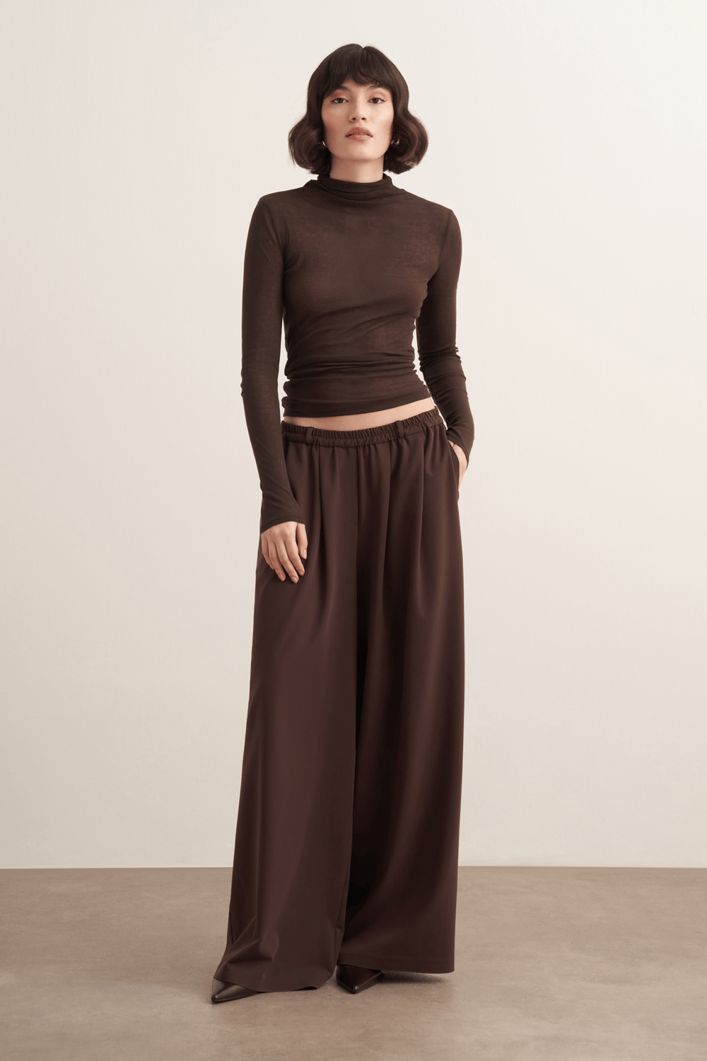 Ruba Beli Lastikli Pantolon Kahve