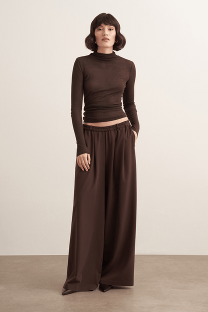 Ruba Beli Lastikli Pantolon Kahve